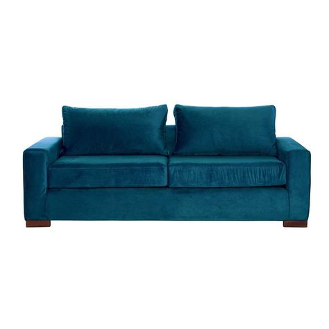 Sofa Cama Livorno 2Pl Tela Velvet Azul Petroleo-1