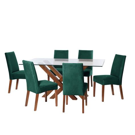 Juego De Comedor Merida 6 Sillas Cadiz Tela Velvet Verde-0