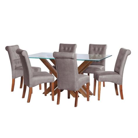 Juego De Comedor Merida 6 Sillas Oviedo Cuero Kentucky Gris-0