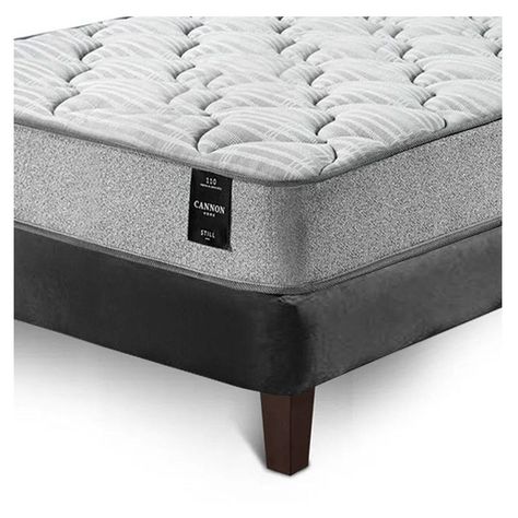 Combo Cama Cannon 1,5 Plaza Textil + Respaldo Tela Negro-2