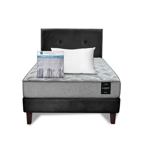 Combo Cama Cannon 1,5 Plaza Textil + Respaldo Tela Negro-8