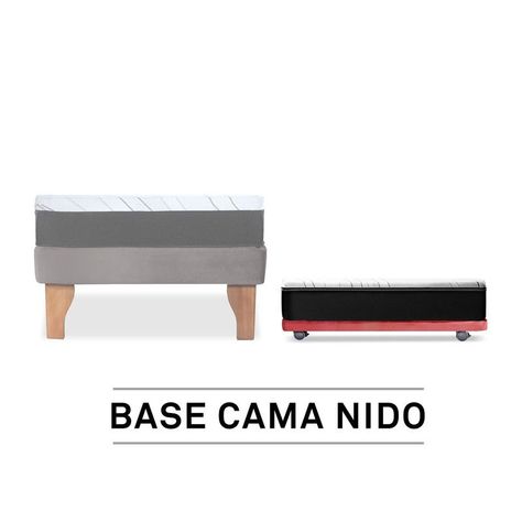 Base Cama Nido 1 Pza 190 Cm + Colchon Zen Pro Tela Palo Rosa-2