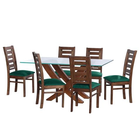 Juego De Comedor Alicante 6 Sillas Murcia Tela Velvet Verde-0