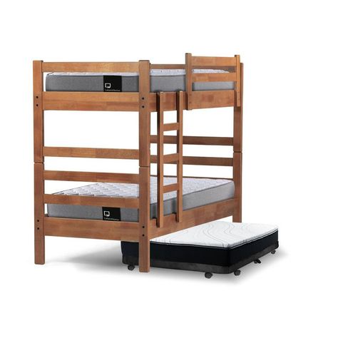 Camarote Triple Zen Negro + Colchones Best 1 Pza Desmontable Madera-0