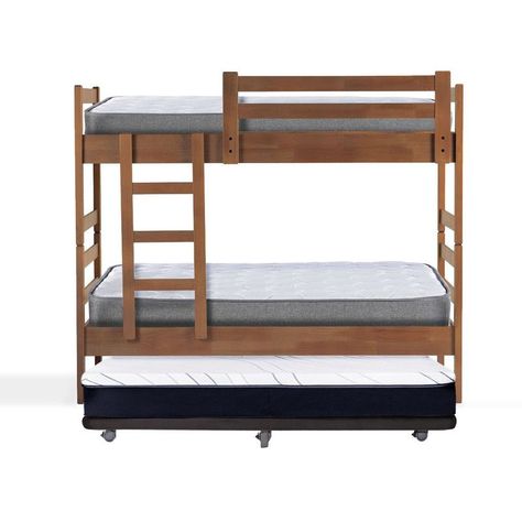 Camarote Triple Zen Negro + Colchones Best 1 Pza Desmontable Madera-1