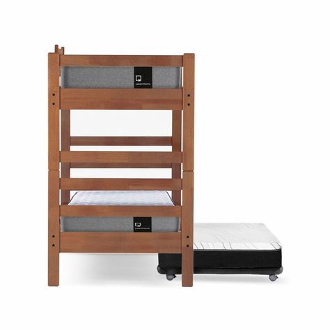 Camarote Triple Zen Negro + Colchones Best 1 Pza Desmontable Madera-2