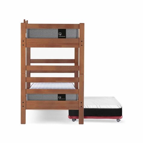Camarote Triple Zen Palo Rosa + Colchones Best 1 Pza Desmontable Madera-2