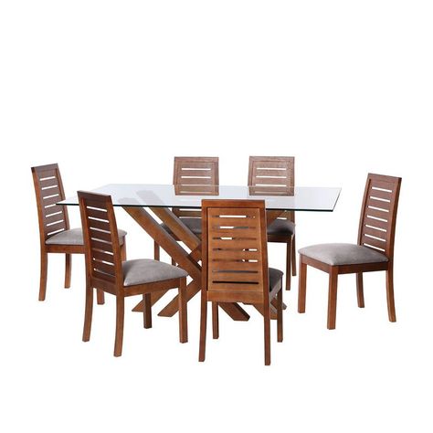 Juego De Comedor Merida 6 Sillas Tenerife Cuero Kentucky Gris-0