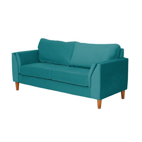 Sofa Milan 2C Con Resortes Pocket Tela Velvet Turquesa-1