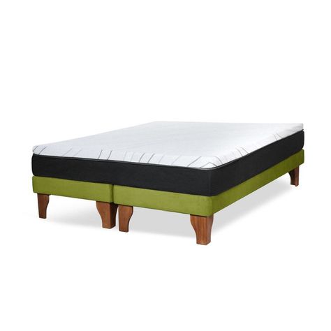 Cama Europea Zen Roller Colchon Comprimido 2 Plazas Tela Pistacho-1