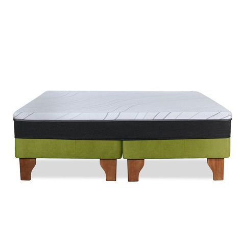 Cama Europea Zen Roller Colchon Comprimido 2 Plazas Tela Pistacho-3