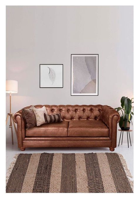 Sofa Florencia 2 Cuerpos Cuero Colorado Caramelo-0