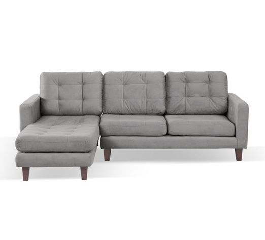 Sofa Chaiselong Izq Napoles Tela  Velvet  Gris-0