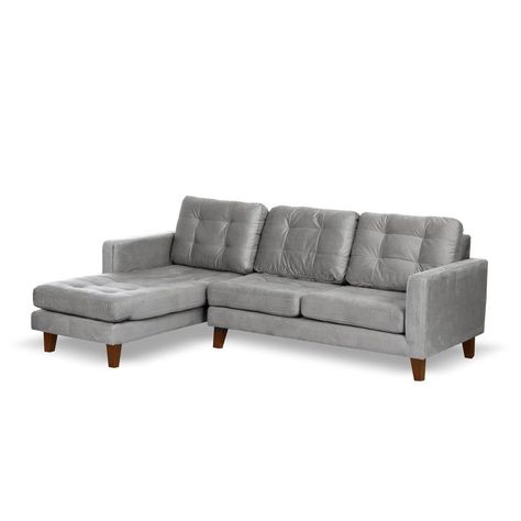 Sofa Chaiselong Izq Napoles Tela  Velvet  Gris-1