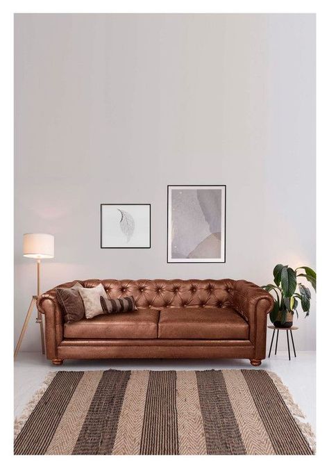 Sofa Florencia 3 Cuerpos Cuero Colorado Caramelo-0