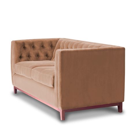 Sofá Roma 2 Cuerpos Capitoné Tela Velvet Beige-1