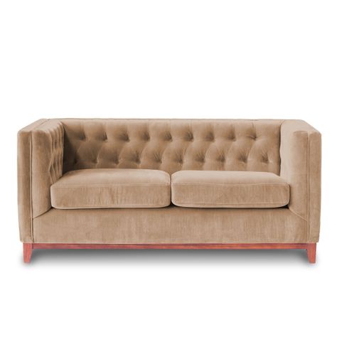 Sofá Roma 2 Cuerpos Capitoné Tela Velvet Beige-0