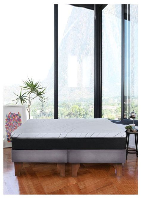 Cama Europea 2 Plazas Zen Pro 150x200 Cm Tela Gris-0
