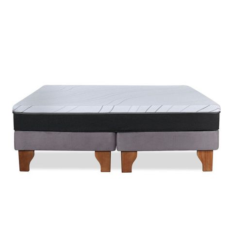 Cama Europea 2 Plazas Zen Pro 150x200 Cm Tela Gris-2