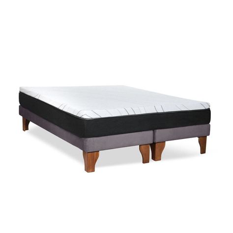 Cama Europea 2 Plazas Zen Pro 150x200 Cm Tela Gris-3