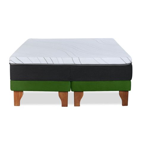 CAMA ZEN TOP SPRING  HYBRID TELA VELVET VERDE 2PZA-1