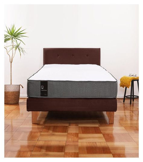 Cama Europea Zen Best 1.5 Plaza Tela Velvet Chocolate + Respaldo-0