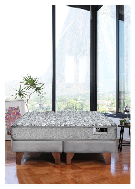 Cama Europea Cannon Zen Urban 2 Plazas Tela Gris-0