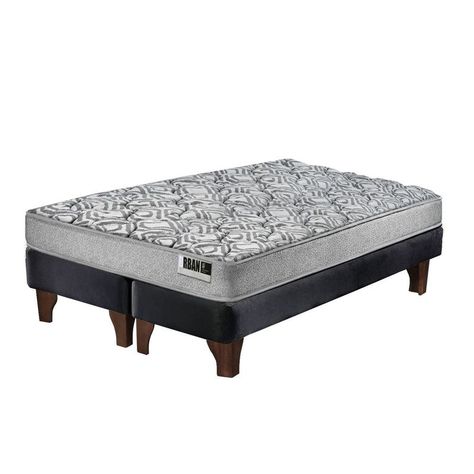 Cama Europea Cannon Zen Urban 2 Plazas Tela Negro-1