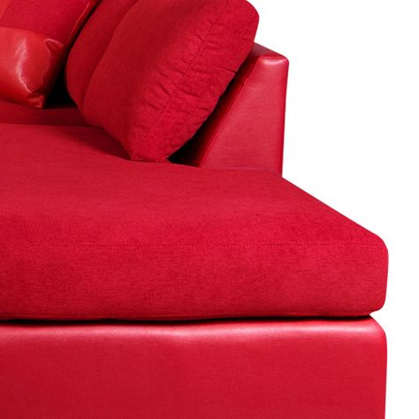 SECCIONAL PADUA DER PU ROJO/TELA VELVET BURDEO-3