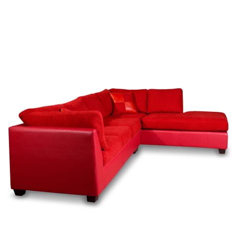 SECCIONAL PADUA DER PU ROJO/TELA VELVET BURDEO-2