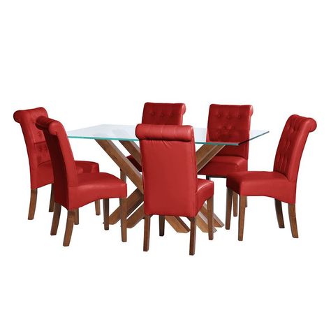 Juego De Comedor Merida 6 Sillas Oviedo Pu Rojo-0