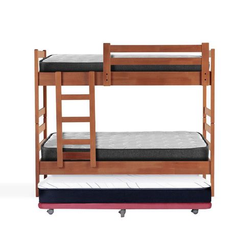 Camarote Triple Zen Palo Rosa + Colchones Espuma 1 Pza Desmontable Madera-1