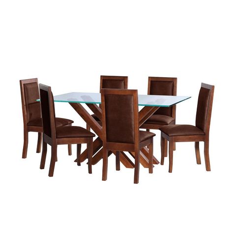 Juego De Comedor Merida 6 Sillas Girona Cuero Kentucky Cafe Moro-0
