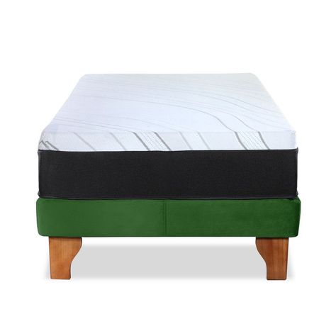 CAMA ZEN TOP SPRING  VISCO TELA VELVET VERDE 1PZA-1