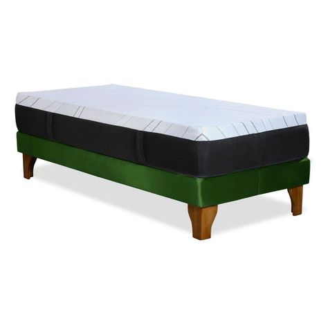 CAMA ZEN TOP SPRING  VISCO TELA VELVET VERDE 1PZA-2