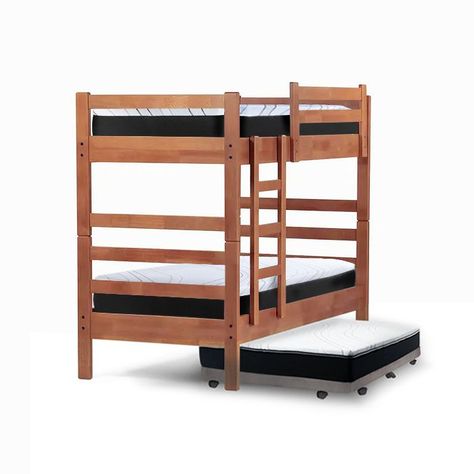 Camarote Triple Zen Gris + Colchones Pro 1 Pza Desmontable Madera-0