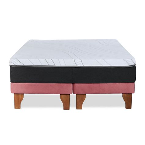 CAMA ZEN TOP SPRING  HYBRID TELA PALO ROSA 2PZA-1