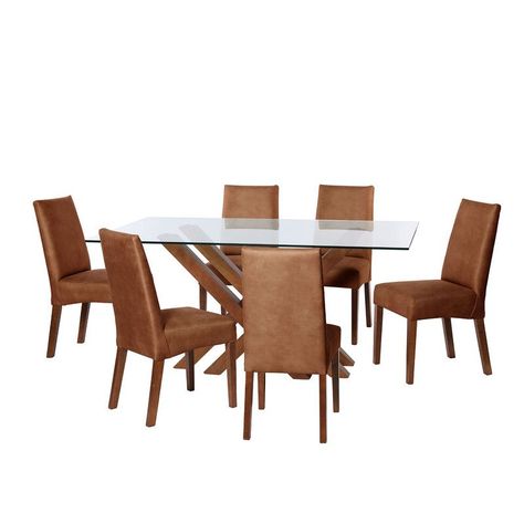 Juego De Comedor Merida 6 Sillas Cadiz Cuero Kentucky Cafe Claro-0
