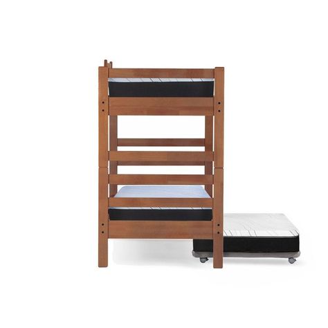 Camarote Triple Zen Gris + Colchones Top Foam Visco 1 Pza Desmontable Madera-2