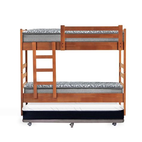 Camarote Triple Zen Gris + Colchones Urban 1 Pza Desmontable Madera-1