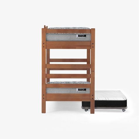 Camarote Triple Zen Gris + Colchones Urban 1 Pza Desmontable Madera-2