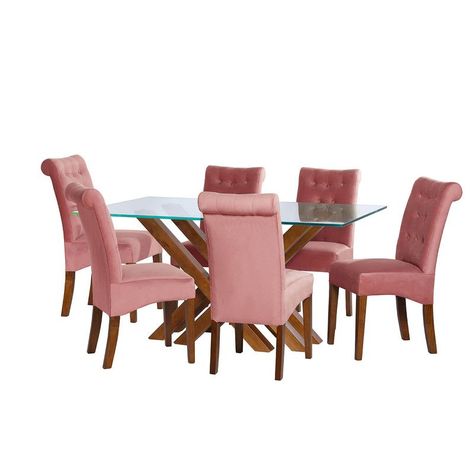 Juego De Comedor Merida 6 Sillas Oviedo Tela Velvet Palo Rosa-0