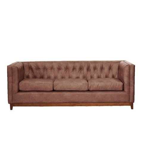 Sofa Roma 3 Cuerpos Capitoné Cuero Colorado Caramelo-0
