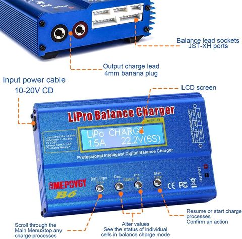 Cargador Balanceador Baterías Lipo Digitial B6 Imax Drone-2