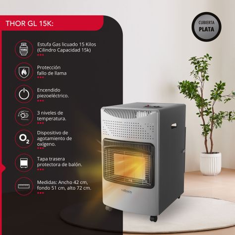 Estufa Gas 15L Thor GL 15K Plateada-1