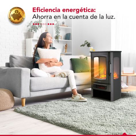 Chimenea Eléctrica 2 Potencias 2000W Thor FirePlace 3D Plus Negro-6