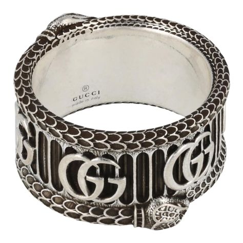 Anillo Gucci Unisex Plata GG Doble Serpiente Talla 21-1
