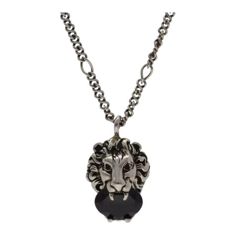 Collar Gucci Unisex Leon Plateado Cristal-0