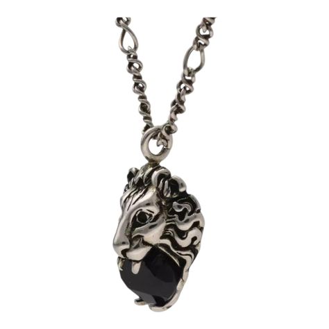 Collar Gucci Unisex Leon Plateado Cristal-1