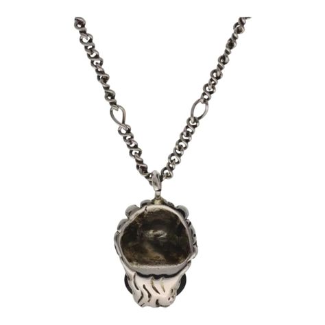 Collar Gucci Unisex Leon Plateado Cristal-2